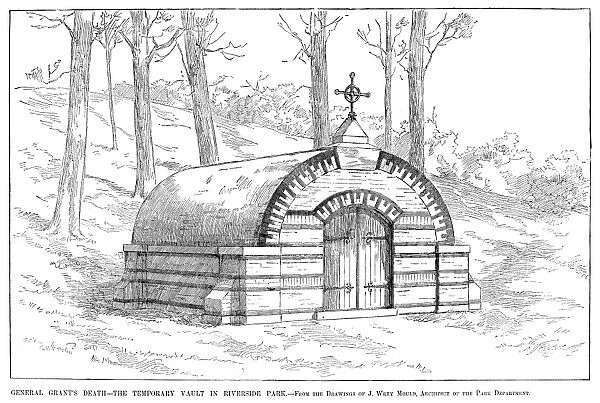 GRANTs TOMB, 1885. The temporary tomb of Ulysses S. Grant in Riverside Park in New York City