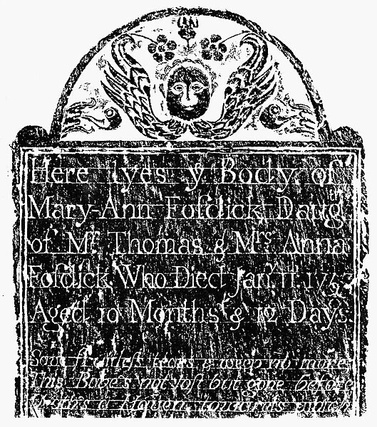 GRAVESTONE: 18th CENTURY. Rubbing from an 18th century New England gravestone