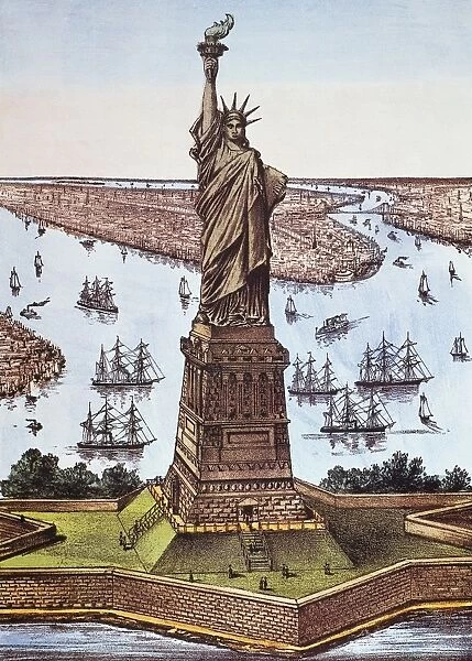 GREAT BARTHOLDI STATUE. The Great Bartholdi Statue, Liberty Enlightening the World. lithograph, 1885, by Currier & Ives