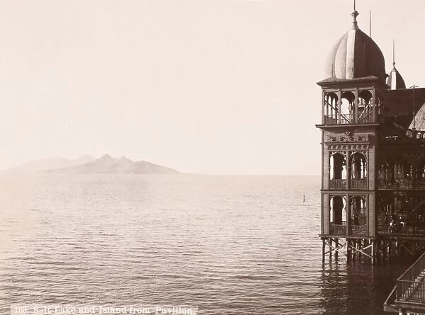 GREAT SALT LAKE, UTAH, c1900. The Saltair Pavilion, and in the distance the island