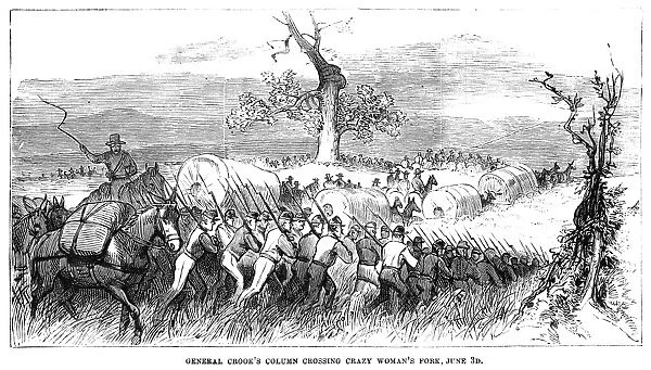 GREAT SIOUX WAR, 1876. General George Crooks troops crossing Crazy Womans Creek on 3 June 1876