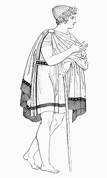 A Grecian youth crowned at the games. Line engraving after a fictile vase painting