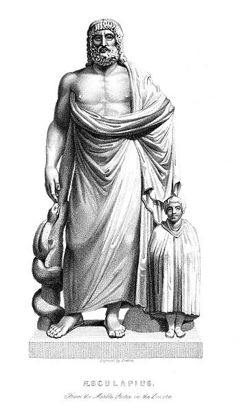 Greek god of healing. Stipple engraving, English, 19th century