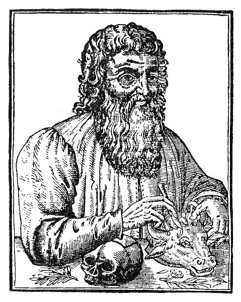Greek physician. Woodcut, French, 1561, from Ambroise Par
