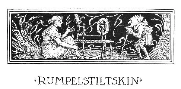 GRIMM: RUMPELSTILTSKIN. Drawing by Walter Crane (1845-1915) for the fairy tale