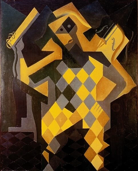 GRIS: HARLEQUIN. Juan Gris: Harlequin with violin. Oil on canvas, 1919