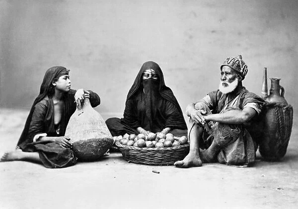 A group of three Egyptians, Cairo, Egypt. Photograph, mid or late 19th century