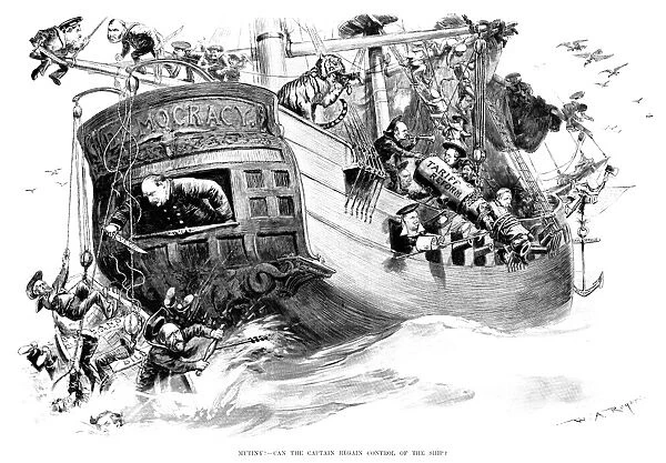 GROVER CLEVELAND CARTOON. Mutiny! Can the Captain Regain Control of the Ship?