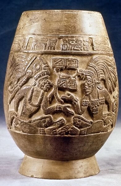 GUATEMALA: MAYAN VASE. Mayan vase, c900 A. D. from the ruins of Uaxactun, in present-day Pet n, Guatemala