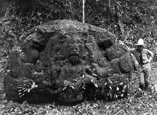 GUATEMALA: QUIRIGUA. Mayan memorial stone known as Zoomorph P, dedicated in 795 A