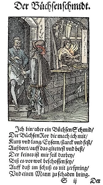 GUNSMITH, 1568. Woodcut, 1568, by Jost Amman