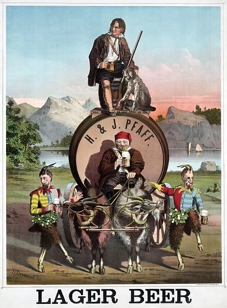 H & J Pfaff Lager Beer. Lithograph by Dominick I. Drummond, c1870