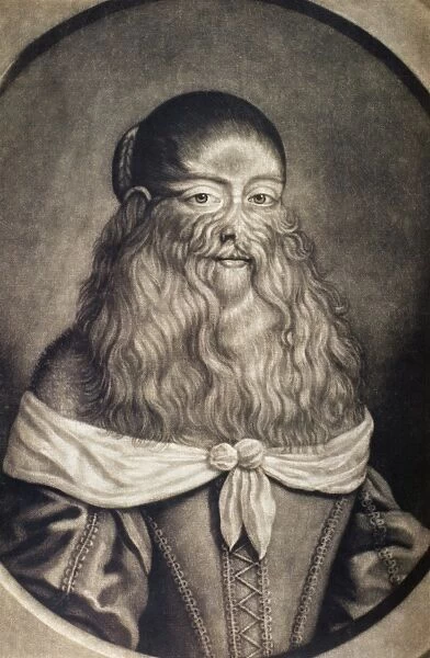 HAIRY MAID, 17th CENTURY. Barbara Urslerin, German bearded lady know as the Hairy Maid