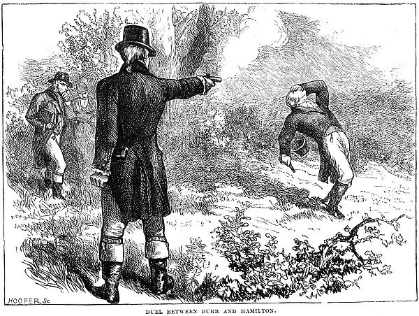 HAMILTON- BURR DUEL, 1804. An artists reconstruction of the duel fought between