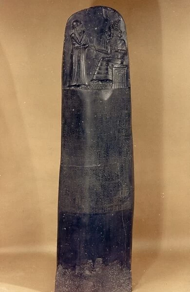 HAMMURABIs CODE. Black basalt stele. Late Larsa, c1792-1750 B. C