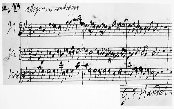 HANDEL: MUSIC SHEET. Part of a Concerto, identical with the chorus And the Glory