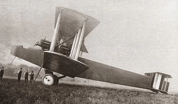 The Handley-Page Type O biplane bomber used by the British during World War I. Photograph, c1916