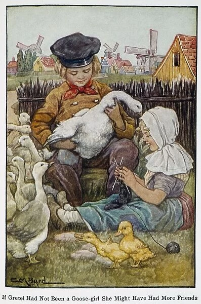 HANS BRINKER, 1865. Hans Brinker and Gretel the Goose-girl from Hans Brinker, Or