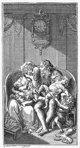 THE HAPPY MARRIAGE, 1792. Copper engraving by Daniel Chodowiecki to the 1792 edition of Theodor Gottlieb von Hippels Ueber die Ehe (On Marriage)