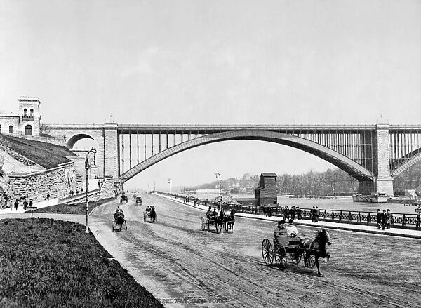 HARLEM RIVER, c1901. The George Washington Bridge and the Harlem River Speedway, New York. Photographed c1901