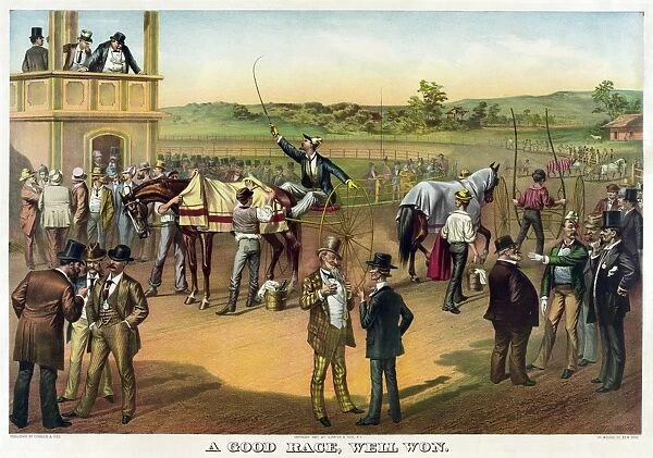 HARNESS RACING, c1887. A good race, well won. Lithograph by Currier & Ives, c1887