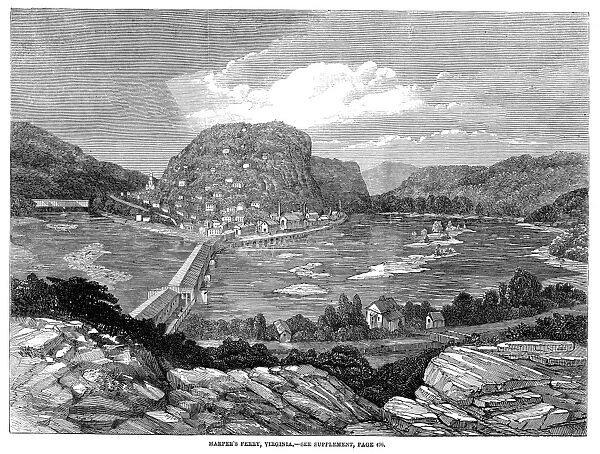 HARPERs FERRY, 1861. View of Harpers Ferry, West Virginia. Wood engraving, English, 1861