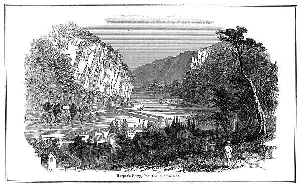 HARPERs FERRY. Wood engraving, American, 19th century