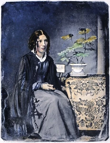 HARRIET BEECHER STOWE (1811-1896). American abolitionist and writer. Oil over a daguerrotype