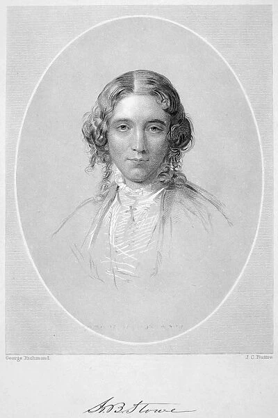 HARRIET BEECHER STOWE (1811-1896). American writer and abolitionist. Stipple engraving after a drawing, 1853, by George Richmond