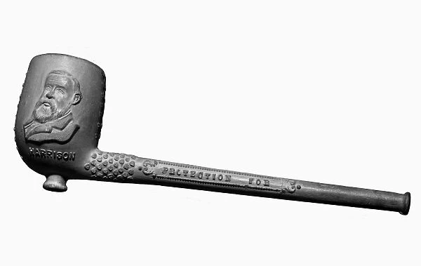 HARRISON PIPE, 1888. Pipe made during the presidential campaign of 1888, supporting the Republican candidate Benajmin Harrison