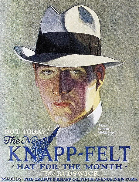 HAT ADVERTISEMENT, 1929. American advertisement for Knapp-Felt hats, 1929