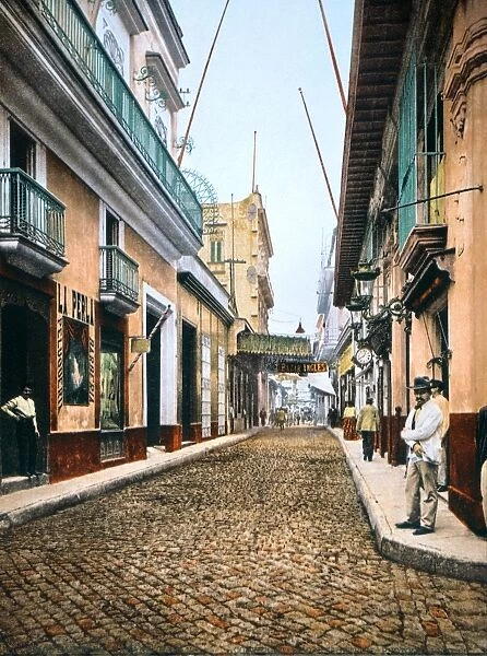HAVANA: STREET SCENE, c1900. Calle de Habana, in Havana, Cuba, c1900