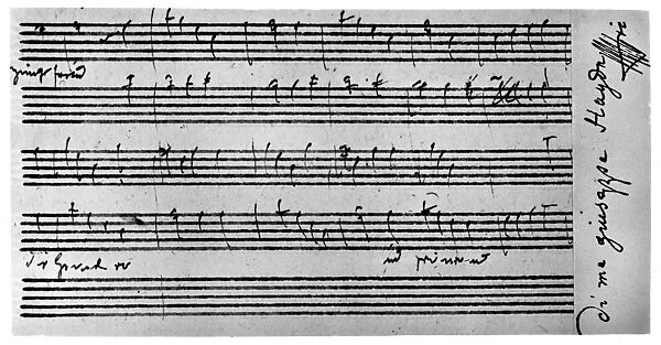 HAYDN: SHEET MUSIC. Telling, from Franz Joseph Haydns autographed ms. of The Creation