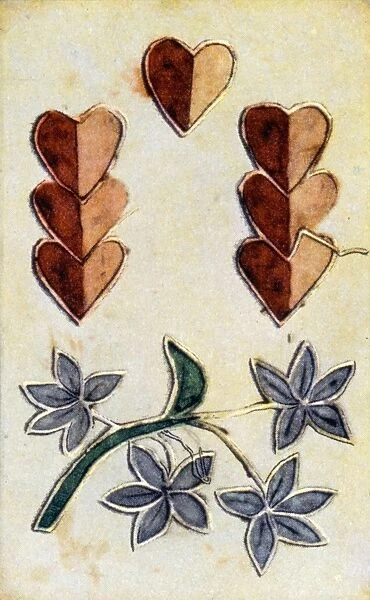 With heart design. Silk applique, c1700