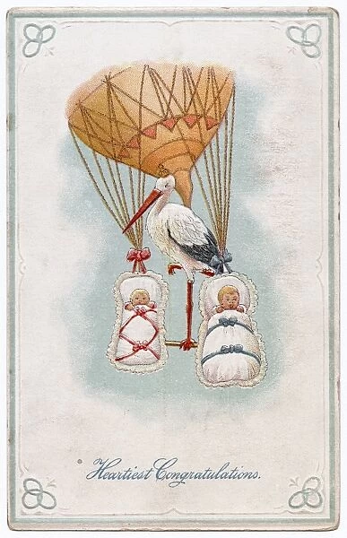 Heartiest Congratulations postcard for the arrival of a new baby, American, late 19th century
