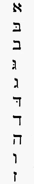 HEBREW ALPHABET. The first ten letters and numbers of the archaic Hebrew Alphabet