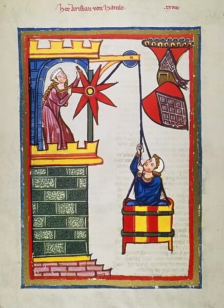 HEIDELBERG LIEDER, 14th C. The minnesinger Kristan von Hamle in an illumination from the early 14th century great Heidelberg Lieder manuscript illumination