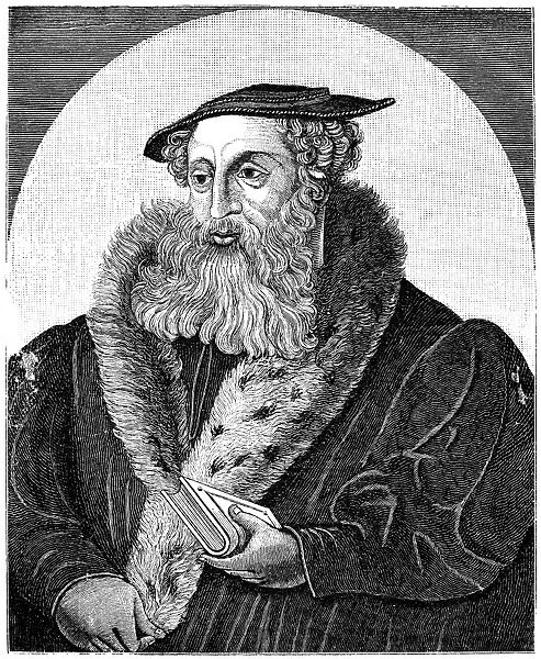 HEINRICH BULLINGER (1504-1575). Swiss religious reformer. Wood engraving after a painting on glass, 1571