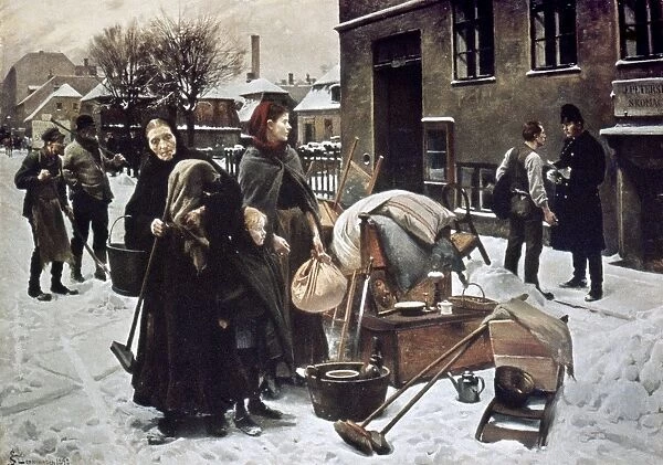 HENNINGSEN: EVICTED, 1890. Oil on canvas by Erik Henningsen, 1890