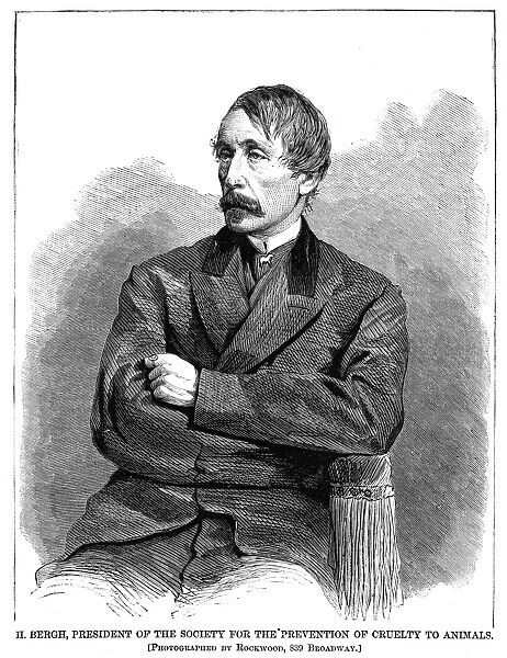 HENRY BERGH (1811-1888). American philanthropist; founder of the A. S. P. C. A. Line engraving, 1867