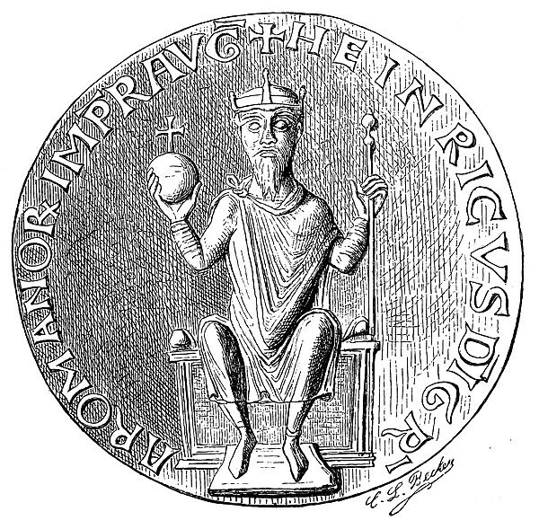 HENRY III (1017-1056). Holy Roman Emperor, 1039-56. The imperial seal of Henry III. Wood engraving, late 19th century