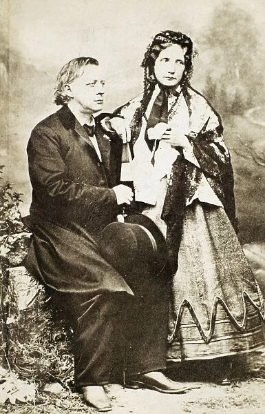 HENRY WARD BEECHER (1813-1887). American Congregational cleric. With his sister, author Harriet Beecher Stowe (1811-1896). Original carte-de-visite photograph, 1868