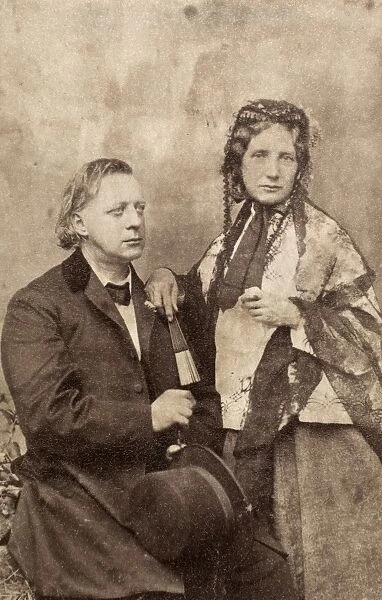 HENRY WARD BEECHER (1813-1887). American clergyman. With his sister, author Harriet Beecher Stowe (1811-1896). Original carte-de-visite photograph, 1868