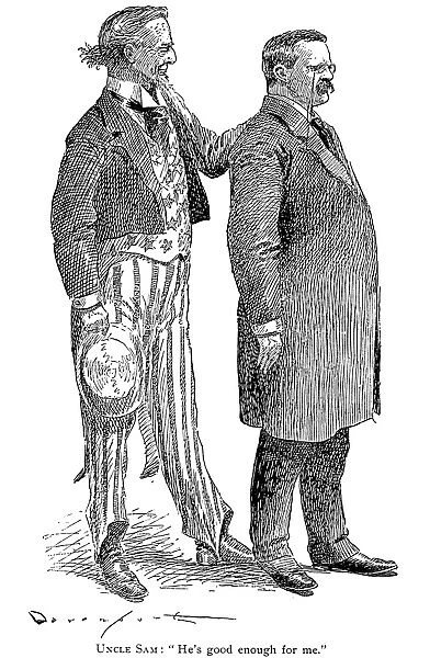 Hes Good Enough For Me. American cartoon by Homer Davenport, 1904, supporting Theodore Roosevelt as the Republican candidate in that years Presidential campaign