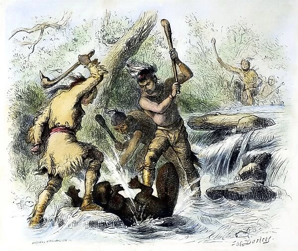 HIAWATHA: HUNTING. Engraving after Felix O. C. Darley from a 19th century edition of Henry Wadsworth Longfellows The Song of Hiawatha