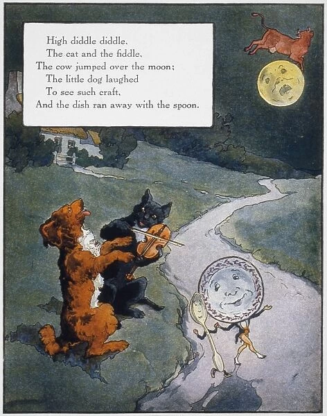 HIGH DIDDLE DIDDLE. Illustration by Frederick Richardson for a 1915 edition of Mother Goose nursery rhymes