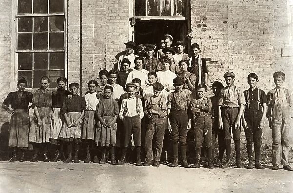 HINE: CHILD LABOR, 1908. A group of textile mill workers at the Cherryville Mfg