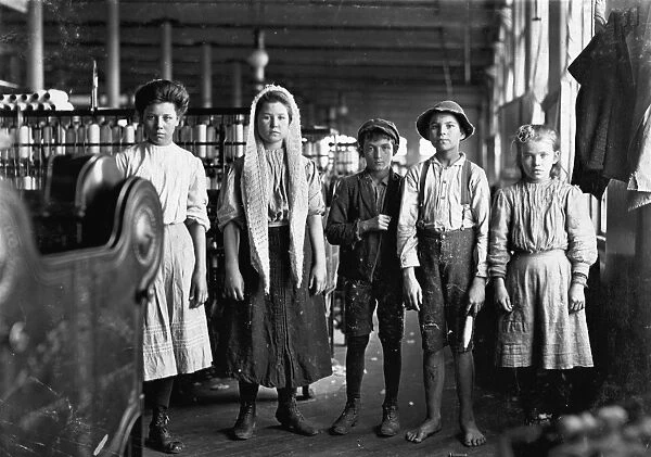 HINE: CHILD LABOR, 1908. Young spinners and doffers at the Lancaster Cotton Mills in Lancaster