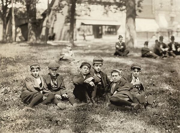 HINE: CHILD LABOR, 1910. A group boys working in American Woolen Mills in Winooski, Vermont