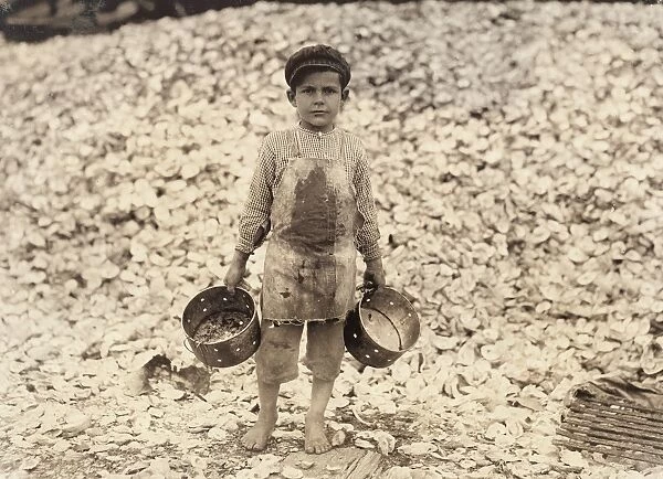 HINE: CHILD LABOR, 1911. A young shrimp-picker and oyster shucker in Biloxi, Mississippi